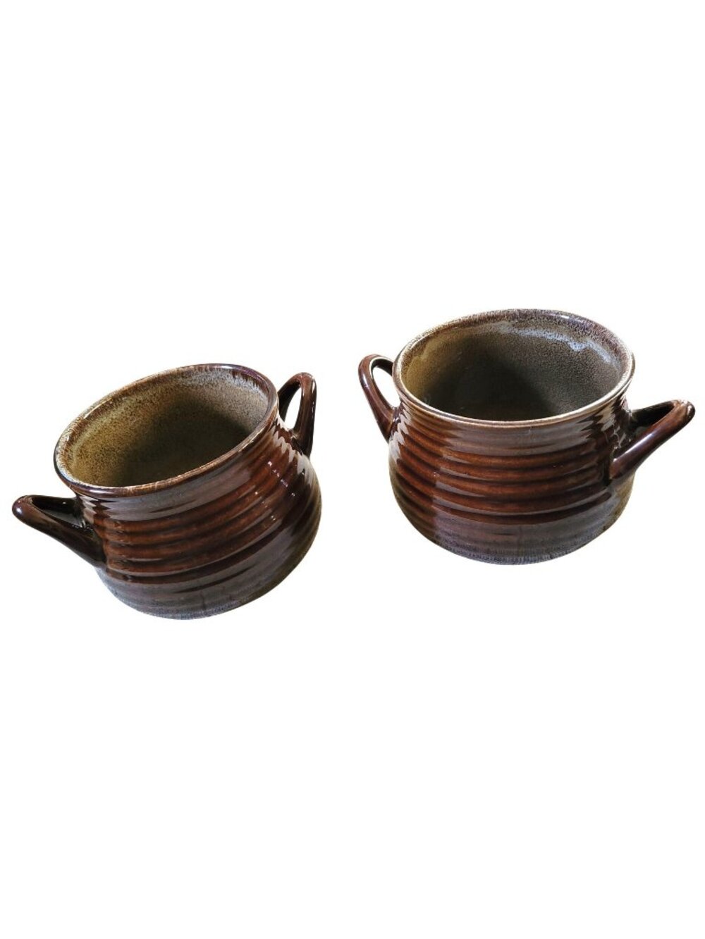 2pcs Crate & Barrel Brunswick Stoneware Chili Soup Bowl Crock 2 Handles